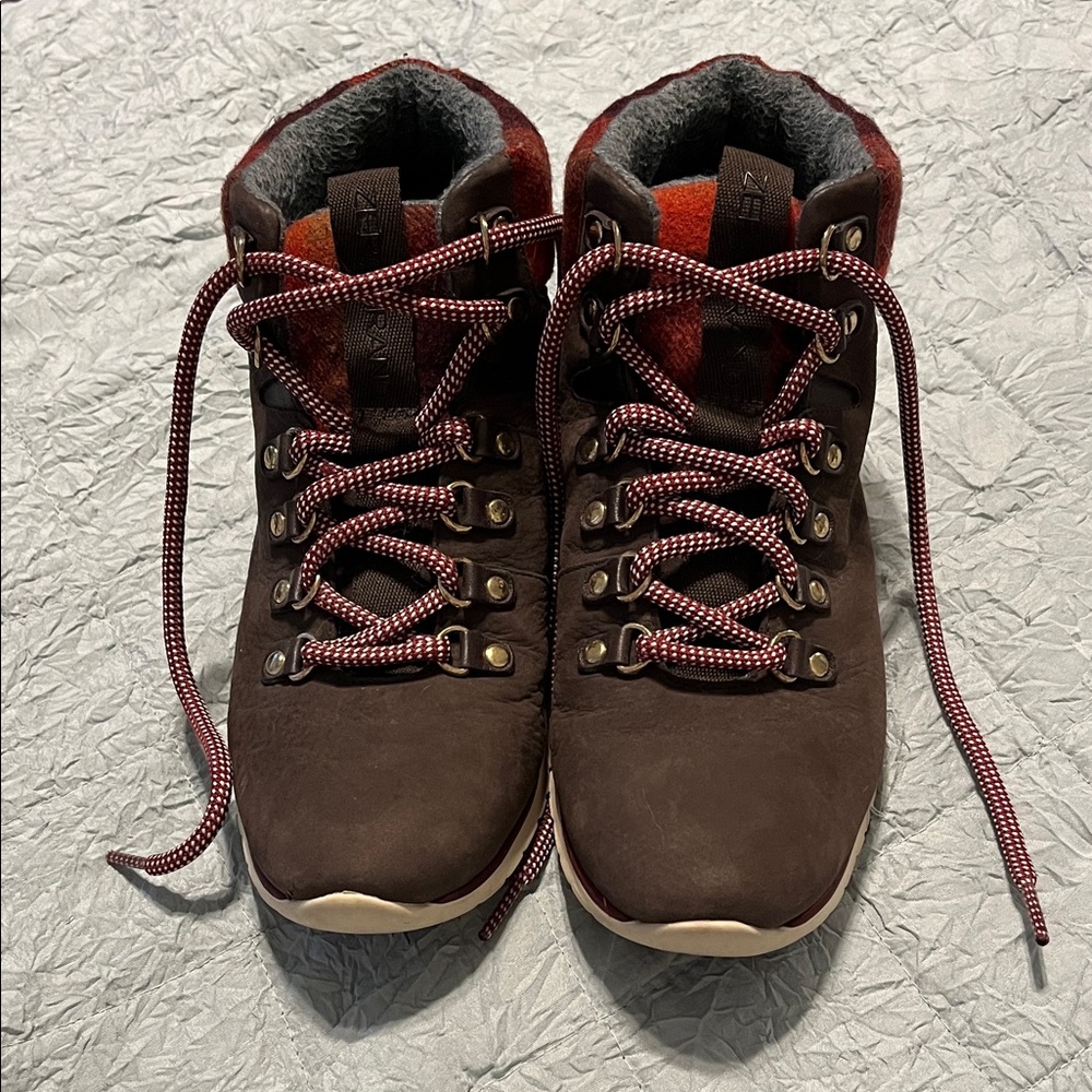 Waterproof Brown Hiking Boots with Red Accents by Cole Han
